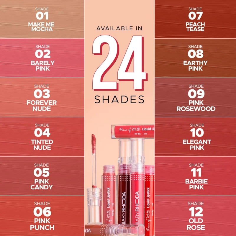 Hilary Rhoda Power Of Matte Liquid Lipstick | Buildable Colour | Long Lasting & Matte Finish | Lightweight & Non-Drying Formula | Smudge Proof & Non-Transferable | 3ml (Make Me Mocha - Shade 01) thumbnail 7
